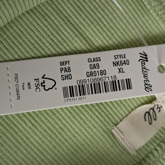 Madewell Rib Halter Tank Top Women's Size XL Honey Dew Cropped Supima Cotton NWT - Picture 6 of 14
